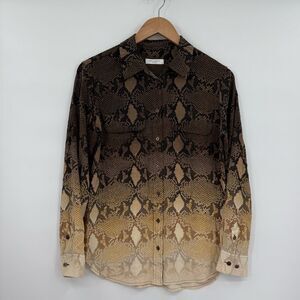 Equipment Femme Python Snake Print Ombré Silk Button Down Shirt | Size Small